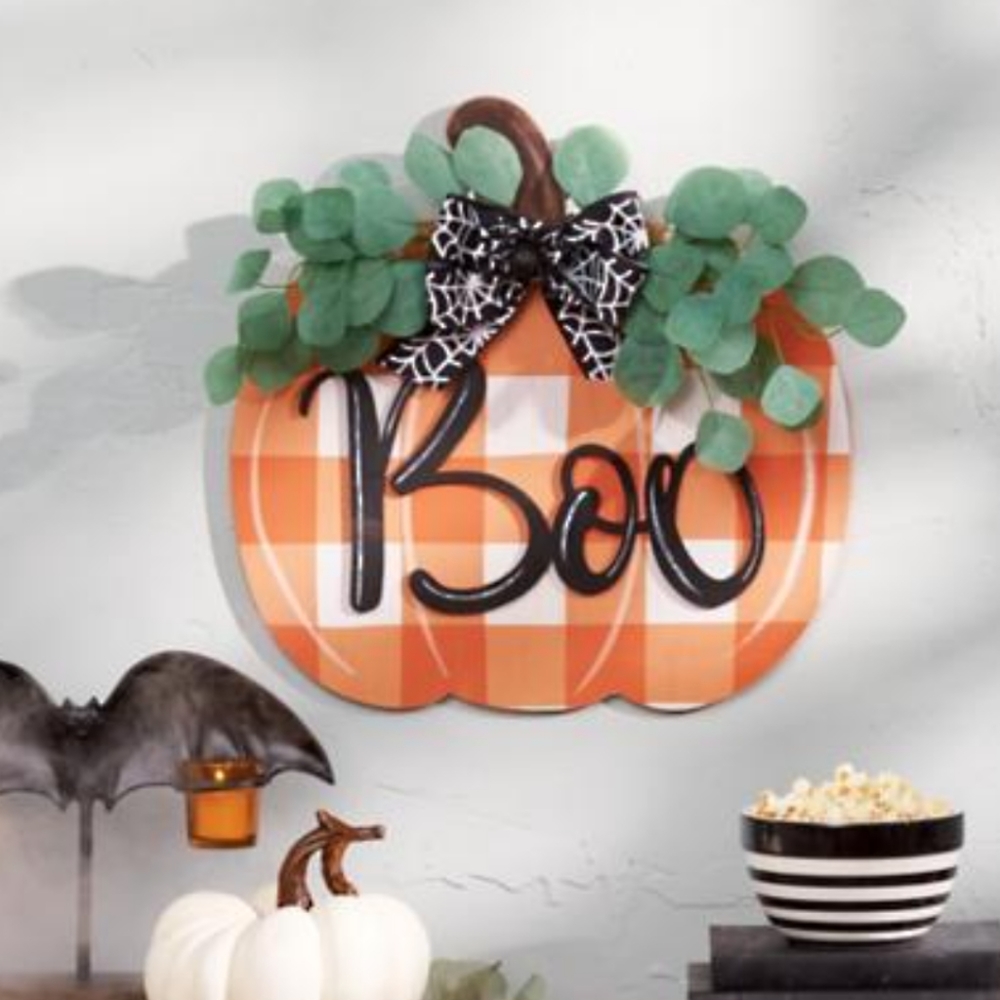 NIB, 🎃Grandin Road Boo Pumpkin Door Hanger